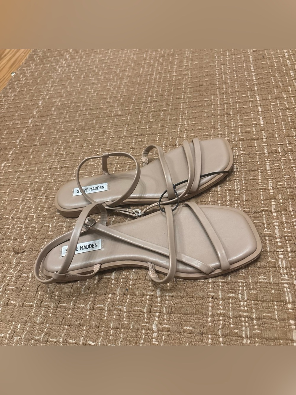 Steve Madden Beige Strappy Flat Sandals